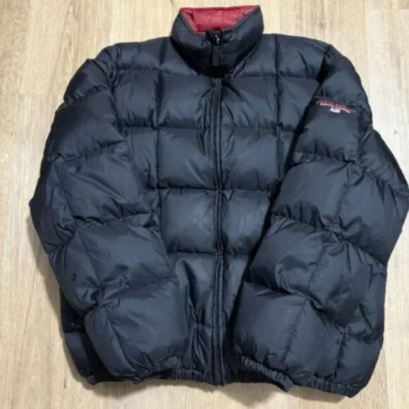 VTG 90s Y2K POLO SPORT Ralph Lauren Full Zip Puffer Down Fill Black Flag Logo M